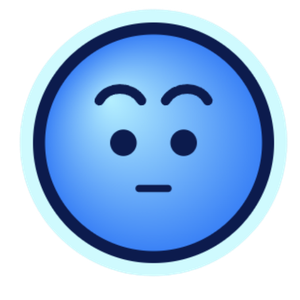 Gemini SVG attempt — blue gradient circle with glow ring and skeptical face