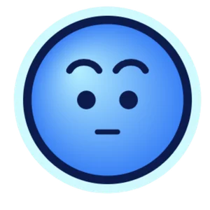 Gemini SVG attempt , blue gradient circle with glow ring and skeptical face