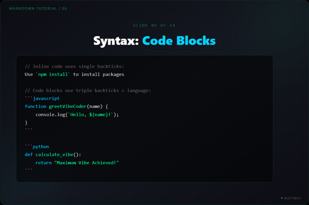 Syntax: Code Blocks