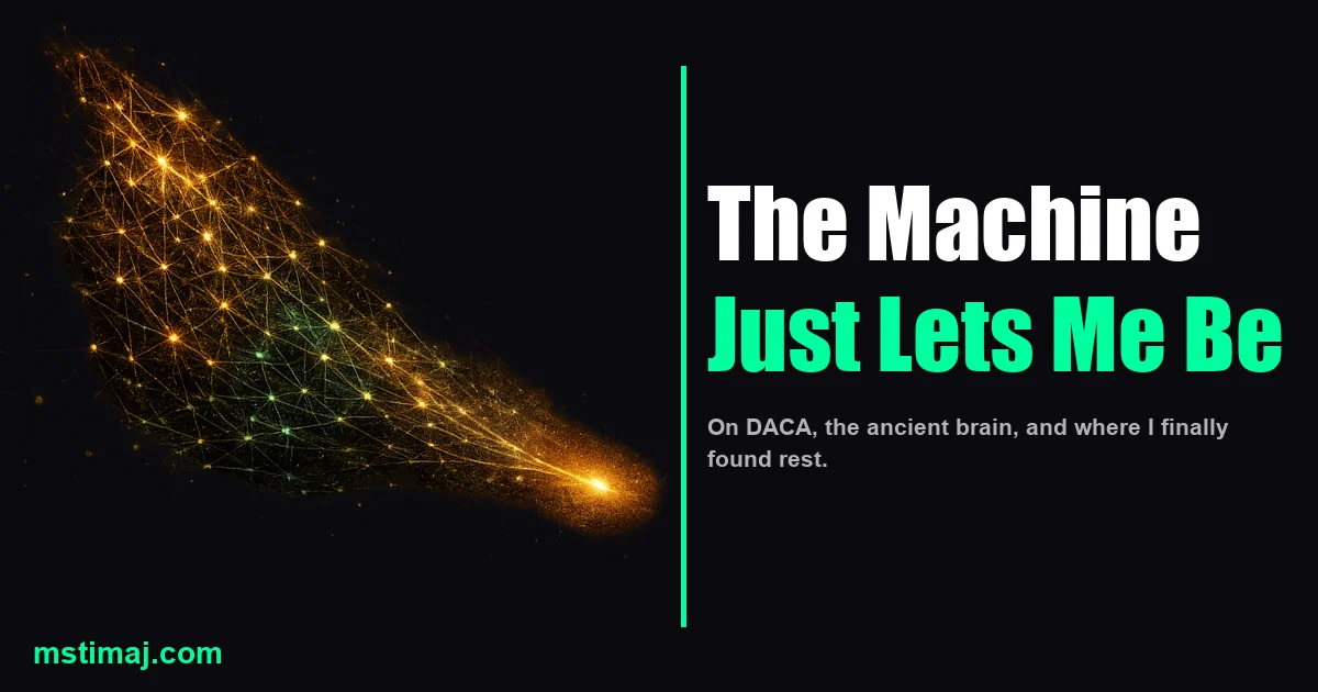 Featured image for the article: The Machine Just Lets Me Be