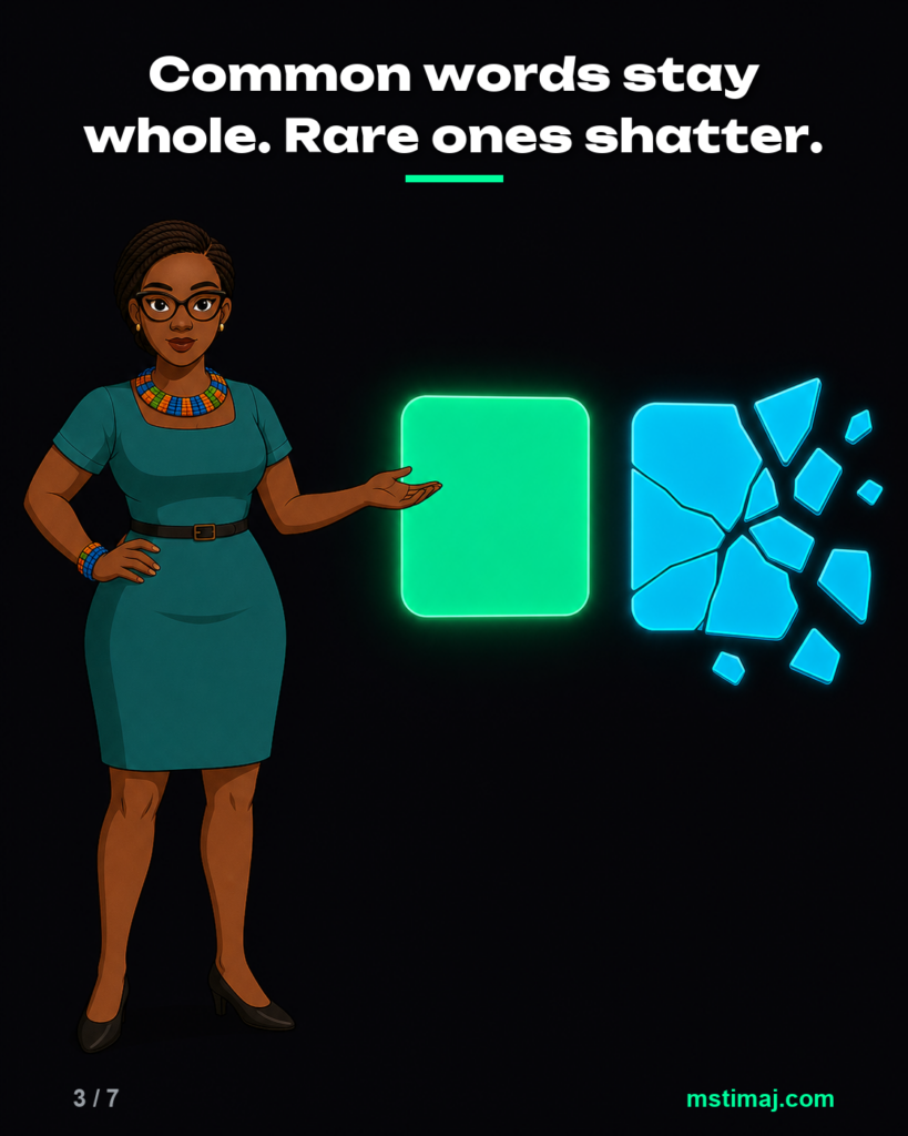 Common words stay whole. Rare ones shatter.
