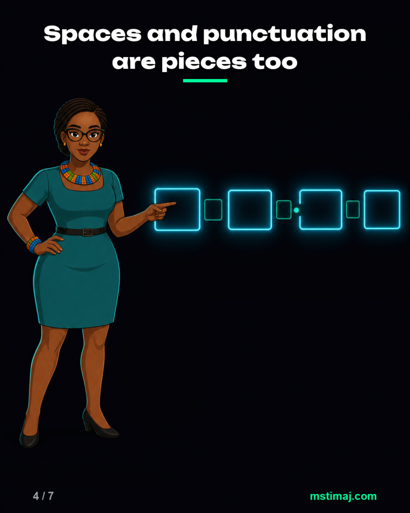 Spaces and punctuation are pieces too