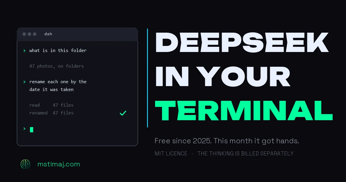 Featured image for the article: DeepSeek Has Been Free for a Year and a Half. This Month It Got Hands.