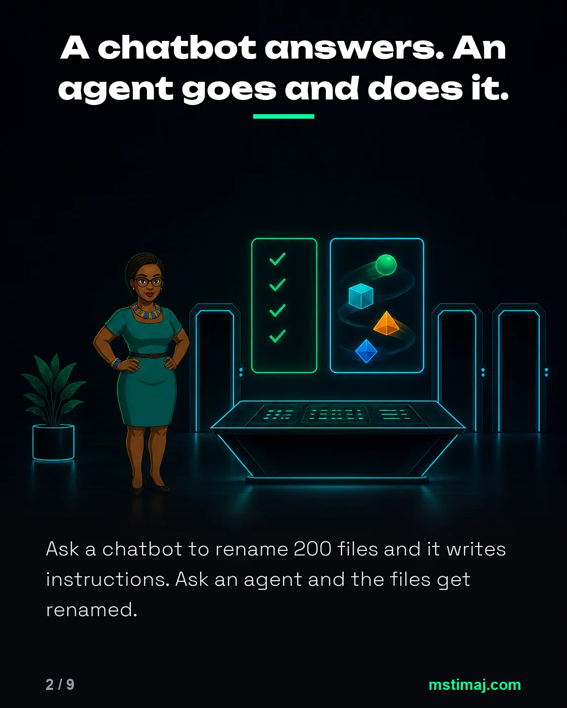 What Is an AI Agent? The Difference Between Answering and Doing, panel 2 of 9